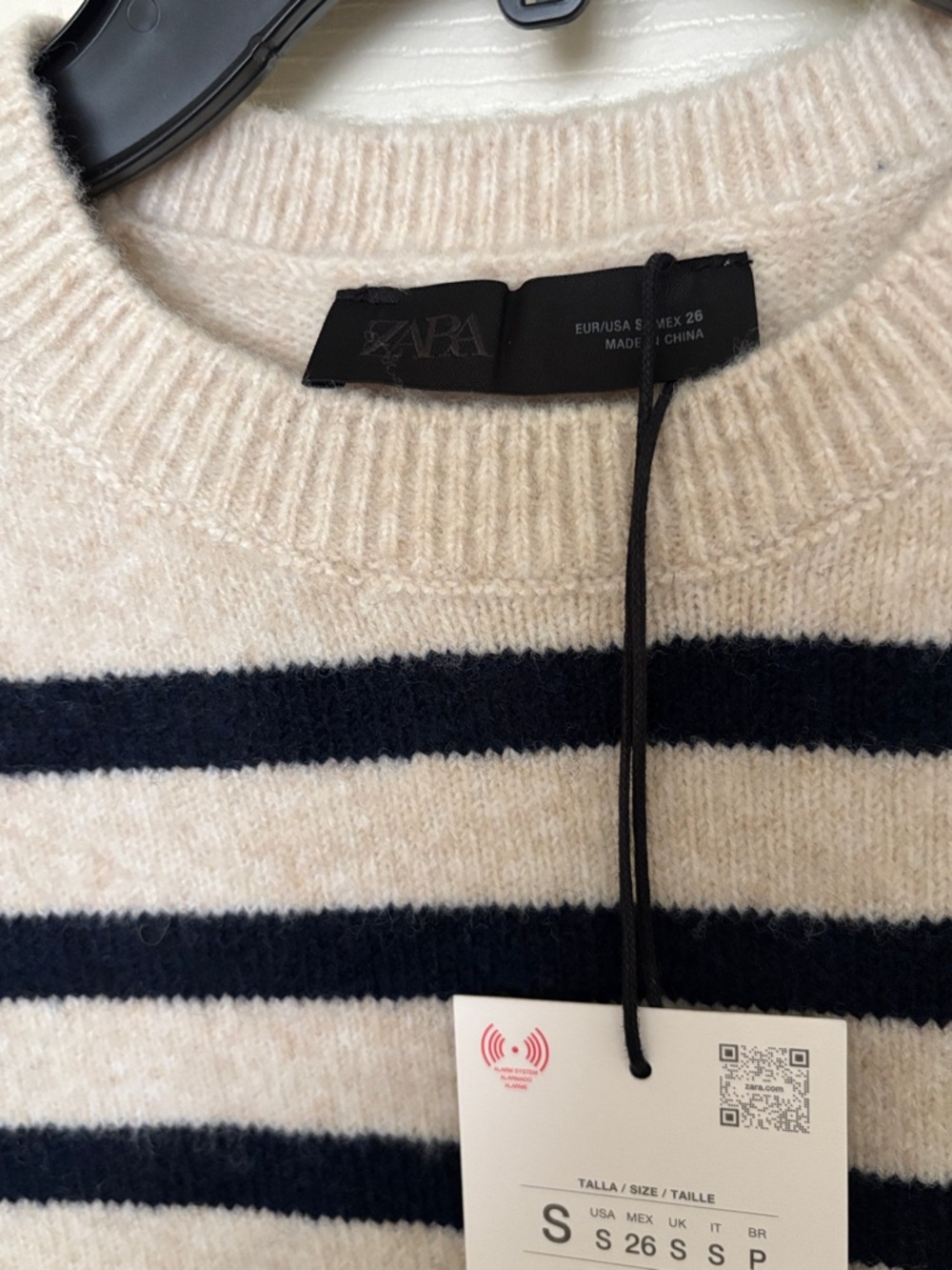 Striped Crewneck Sweater in Beige and Black - Women